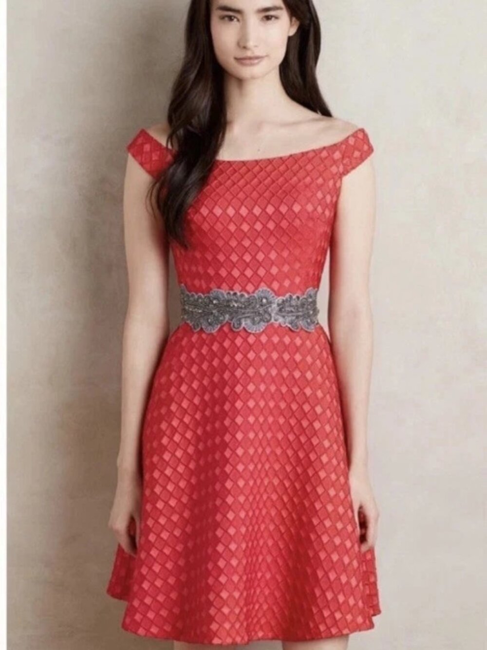 NWT Anthropologie Moulinette Soeurs Minette Dress Sz 2 Red Retro Silk Blend